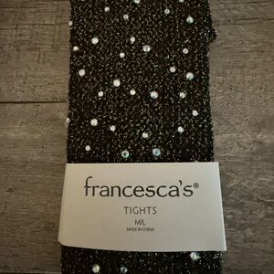 NWT Francesca's Black with Rhinestones Tights